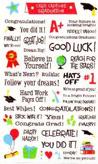 Graduation Card Captions Stickers by Mrs. Grossman's