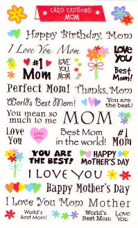 Mom Card Captions Stickers by Mrs. Grossman's