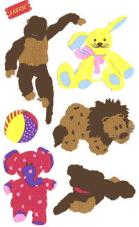 Fabric Stuffed Animals (Fabric) Stickers by Mrs. Grossman's