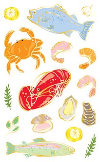 Seafood (Refl) Stickers by Mrs. Grossman's